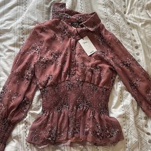 Elegant pink floral blouse